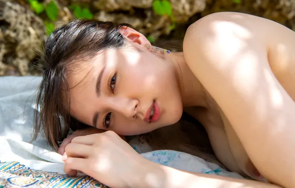 Asian, Model, Woman, Nude, Pretty, Japanese, Outdoor, Close Up
