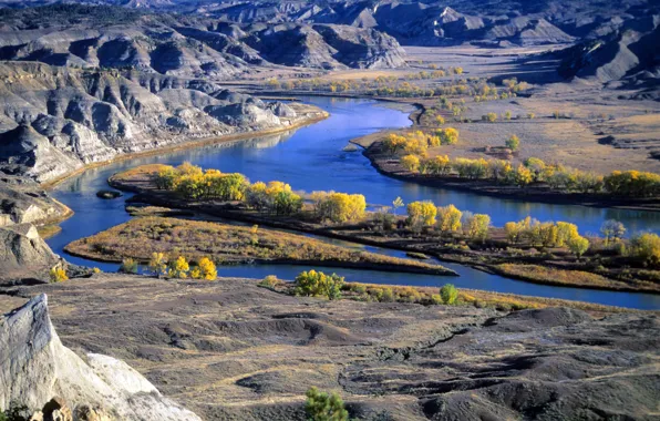 Картинка природа, река, горы, Montana's Missouri River