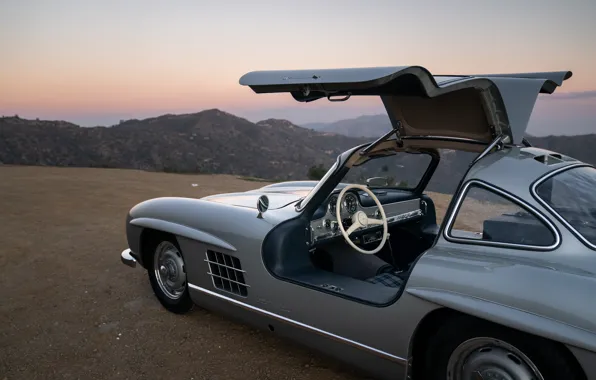 Mercedes-Benz, close-up, 300SL, Mercedes-Benz 300 SL, Gullwing, doors, car interior