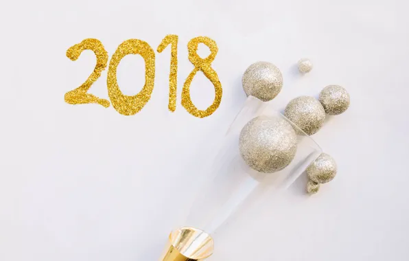 Новый год, 2018, цыфры, паздник, шампвнское