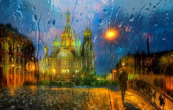 Картинка город, дождь, улица, Питер, Санкт Петербург