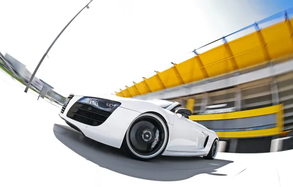 Картинка авто, ауди, Audi R8, в движении, Spyder
