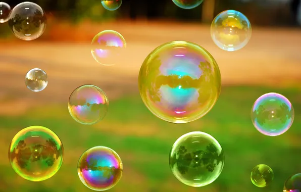 Картинка отражение, фон, widescreen, обои, настроения, мыльные пузыри, wallpaper, пузырь