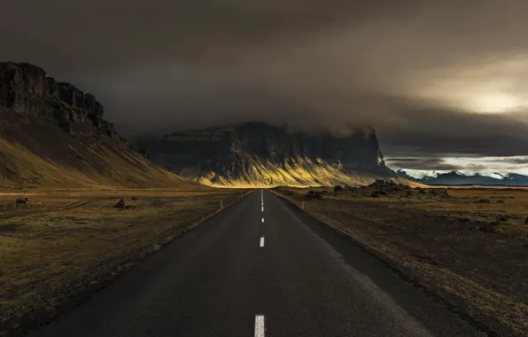 Картинка дорога, горы, природа, Iceland