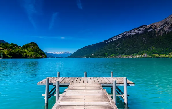 Картинка горы, озеро, релакс, спокойствие, Швейцария, мостик, Изельтвальд