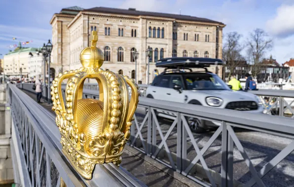 Картинка Мост, Стокгольм, Швеция, Автомобиль, Sweden, Bridge, Stockholm, MINI Cooper