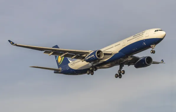 Небо, фон, полёт, летит, в небе, пассажирский самолёт, Airbus a330-343