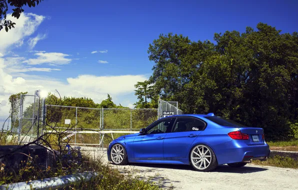 BMW, wheels, blue, 335i, vossen, f30