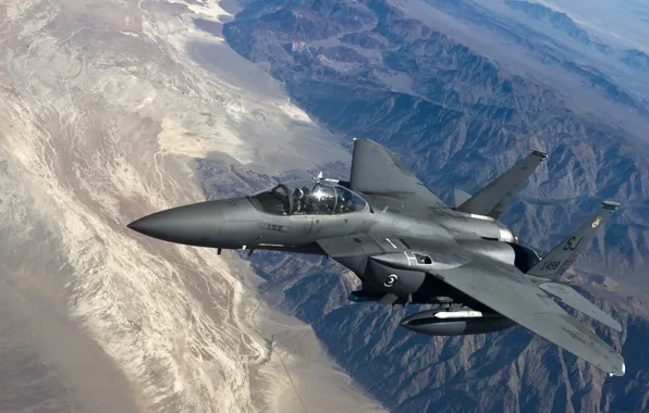 Картинка полет, горы, истребитель, Eagle, F-15, тактический, «Игл»