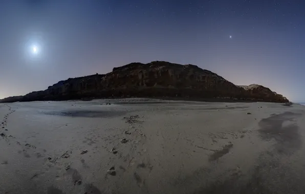 Картинка пляж, океан, Луна, Юпитер, Аргентина, Орион, San Eduardo