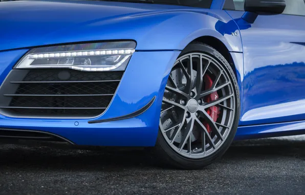 Картинка Audi, close-up, wheel, headlights, R8, Audi R8 LMX