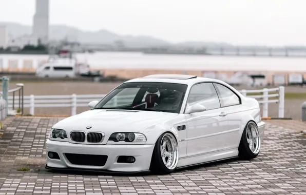 Авто, Белый, BMW, Машина, БМВ, Капот, Плитка, Автомобиль