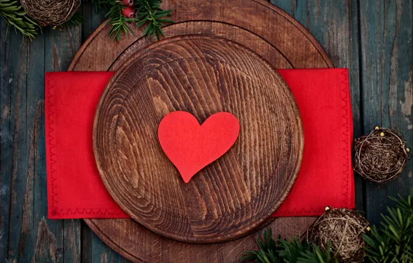 Картинка стол, праздник, романтика, сердце, украшение, heart, holiday, romance