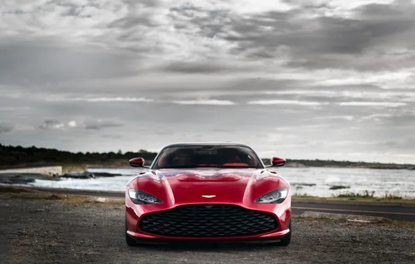 Красный, Aston Martin, купе, решётка, вид спереди, Zagato, 2020, V12 Twin-Turbo