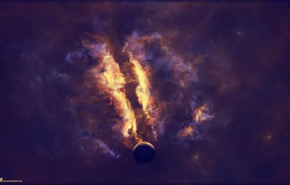 Картинка планета, свечение, nebula
