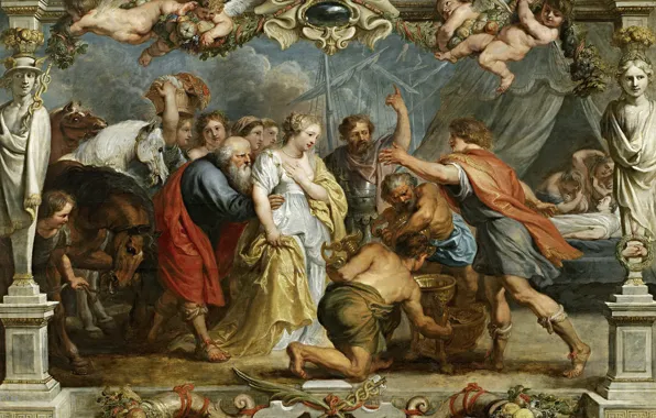 Картина, Питер Пауль Рубенс, мифология, Pieter Paul Rubens, Нестор Возвращает Брисеиду Ахиллесу от Агамемнона