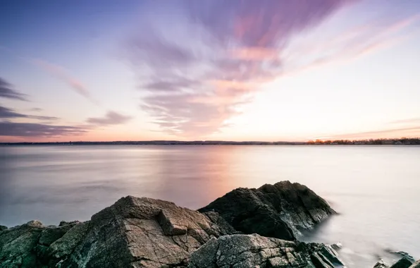Природа, красивая, восход солнца, nature, beautiful, sunrise, Род-Айленд, mount hope bay