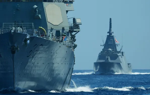 Учения, JS Noshiro, USS Shoup, DDG-86, FFM-3