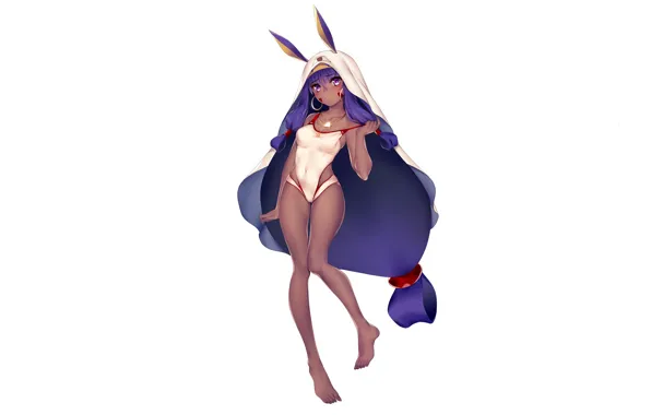 Girl, sexy, cleavage, long hair, boobs, animal ears, anime, beautiful