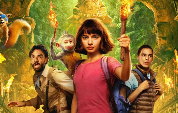 Фэнтези, приключения, постер, Эухенио Дербес, Dora and the Lost City of Gold, Eugenio Derbez, Дора …