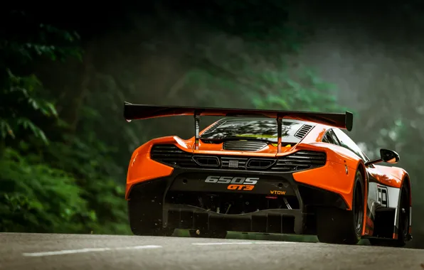 McLaren, Авто, Оранжевый, GT3, Суперкар, Спорткар, Вид сзади, 650S