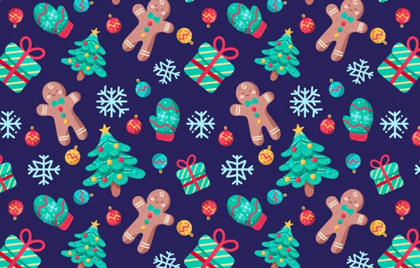 Украшения, фон, узор, Новый Год, Рождество, Christmas, background, pattern