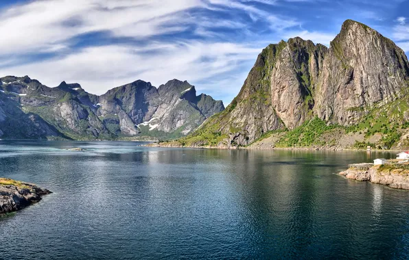 Картинка гора, фьорд, рёрбу
