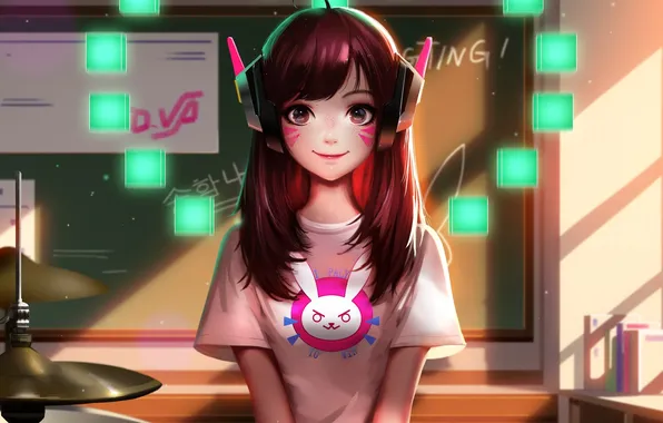 Картинка artwork, schoolgirl, overwatch, dva