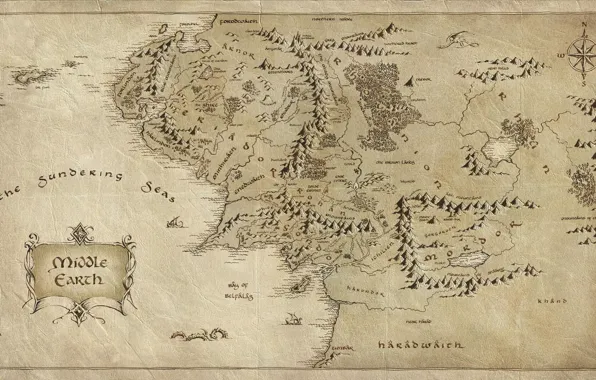 Бумага, карта, Властелин колец, The Lord of the Rings, Средиземье, Middle-earth, заломы