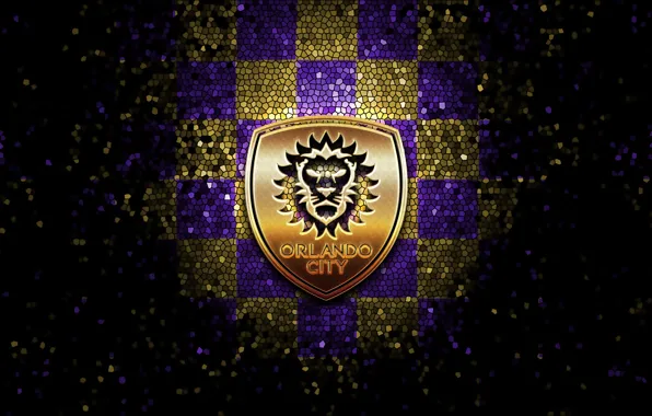 Wallpaper, sport, logo, football, glitter, checkered, MLS, Orlando City