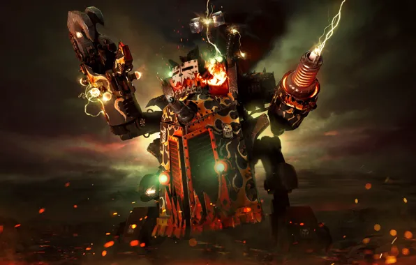 Skull, gun, game, Warhammer 40000, armor, mecha, weapon, war