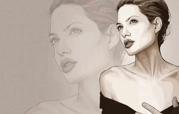 Рисунок, вектор, Анджелина Джоли