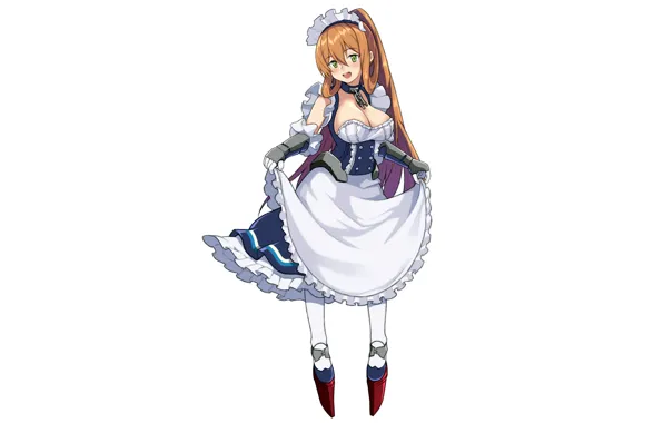 Girl, sexy, cleavage, green eyes, long hair, dress, boobs, anime