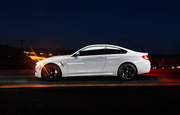 Картинка белый, ночь, бмв, BMW, профиль, white, Coupe, F82