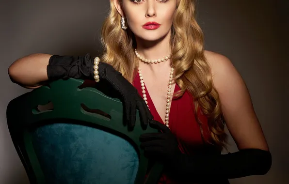 Модель, Поза, Перчатки, Платье, Ожерелье, Carla Monaco