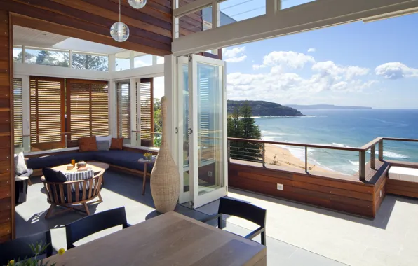 Дизайн, стиль, интерьер, вид на море, терраса, гостиная, Palm Beach Residence, by Pike Withers Interior …