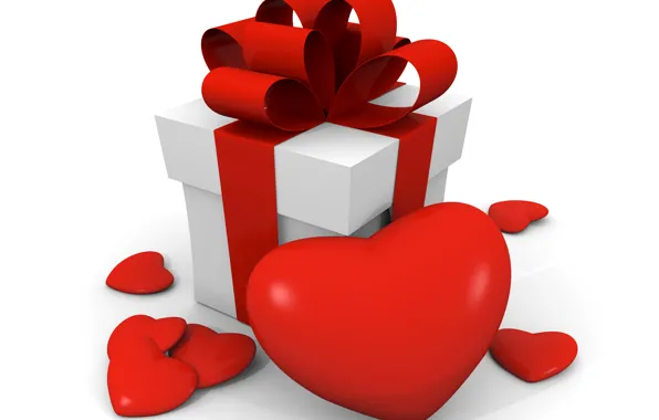 Картинка фото, Сердце, День святого Валентина, Бантик, Праздники, Подарки, 3D Графика