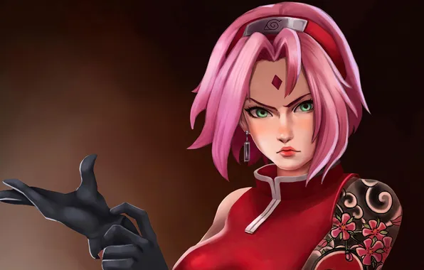 Аниме, розовые волосы, Sakura Haruno, персонаж сериала, From Naruto