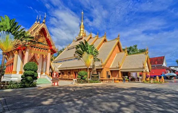 Небо, солнце, облака, дизайн, тропики, дома, Таиланд, Ubon Ratchathani