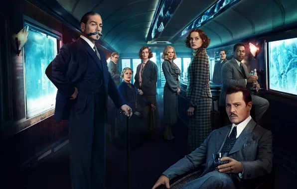 Картинка Johnny Depp, поезд, вагон, Джонни Депп, актёры, детектив, Penelope Cruz, персонажи