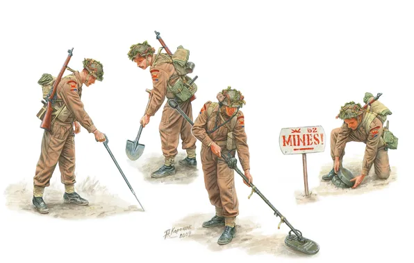 Картинка арт, солдаты, инженеры, британские, королевские, WW2., саперы