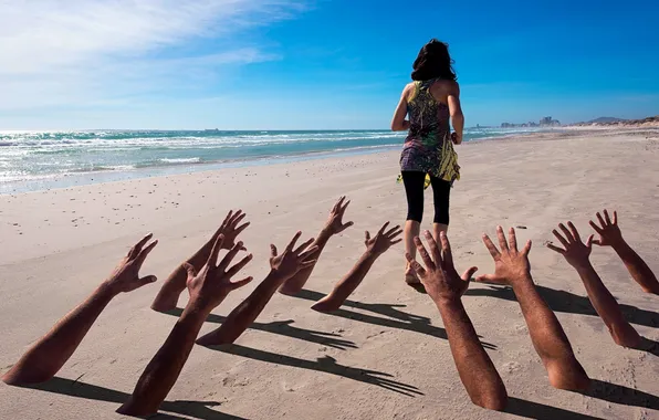 Море, девушка, руки