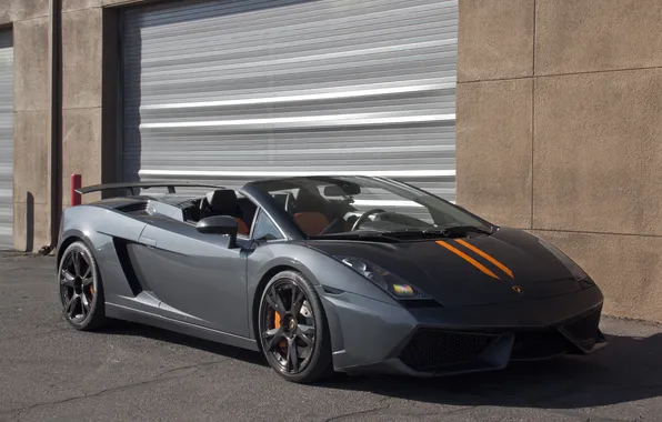 Серый, gallardo, кабриолет, lamborghini, grey, боксы, ламборгини, галлардо