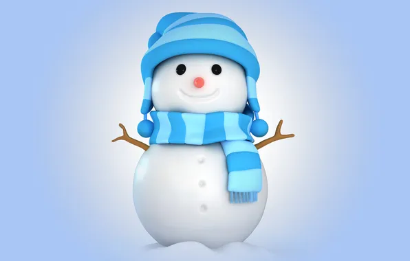 Картинка зима, снег, снеговик, christmas, new year, winter, snow, cute