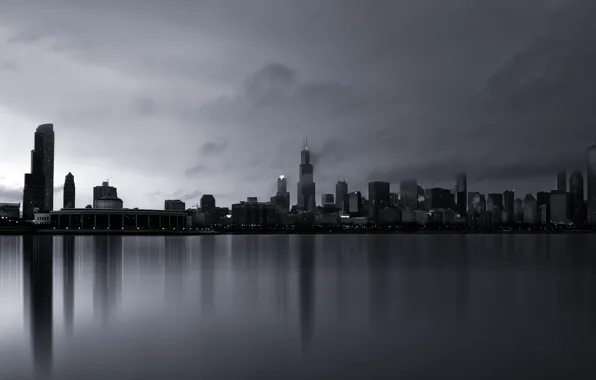 Картинка туман, здания, небоскребы, америка, чикаго, Chicago, сша, высотки
