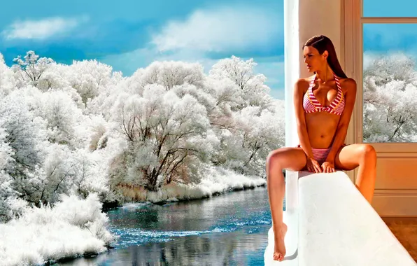 Lake, snow, wonderland, sunny, shiny, noon, splendor, arce