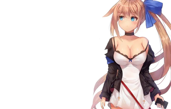 Girl, sexy, cleavage, long hair, dress, boobs, anime, beautiful