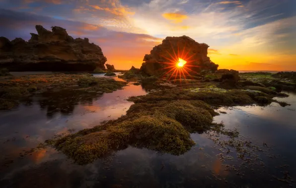 Картинка закат, Австралия, Bridgewater Bay, Mornington Peninsula National Park