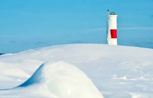 Картинка зима, снег, маяк