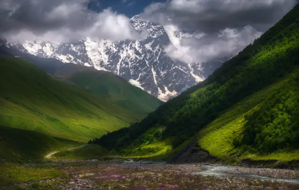 Картинка облака, горы, холмы, Грузия, sozel